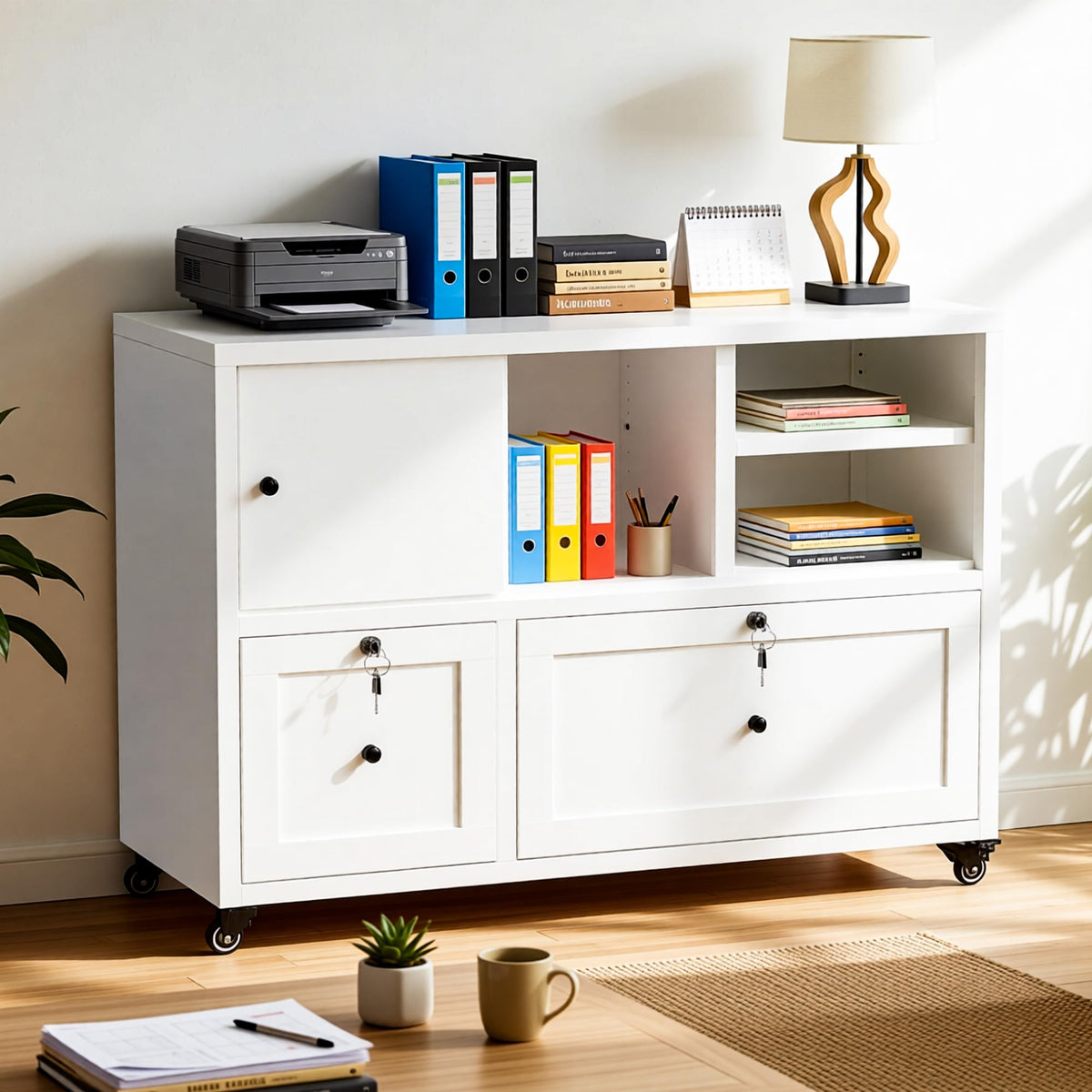 2 Drawer Mobile File Cabinet with Lock L25740