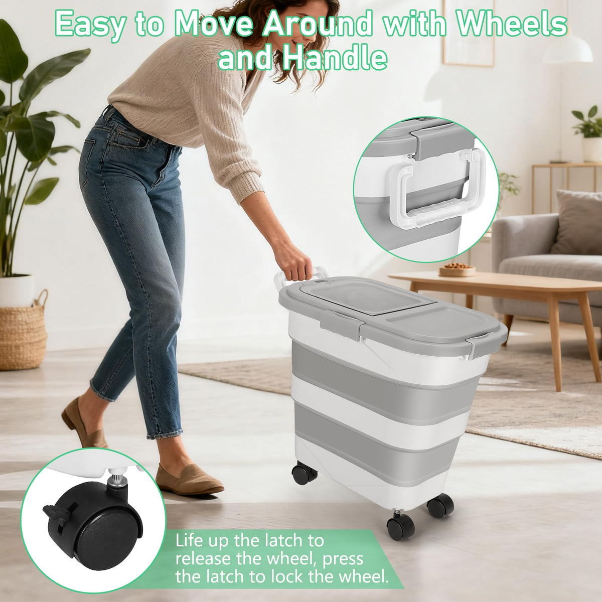 30LB Dog Food Storage Container with Wheels K98803