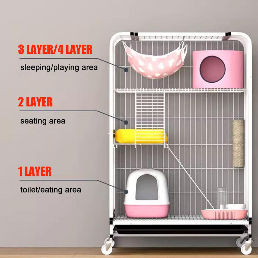 Small Animal Cage with Hammock, Pull Out Tray, Black A301