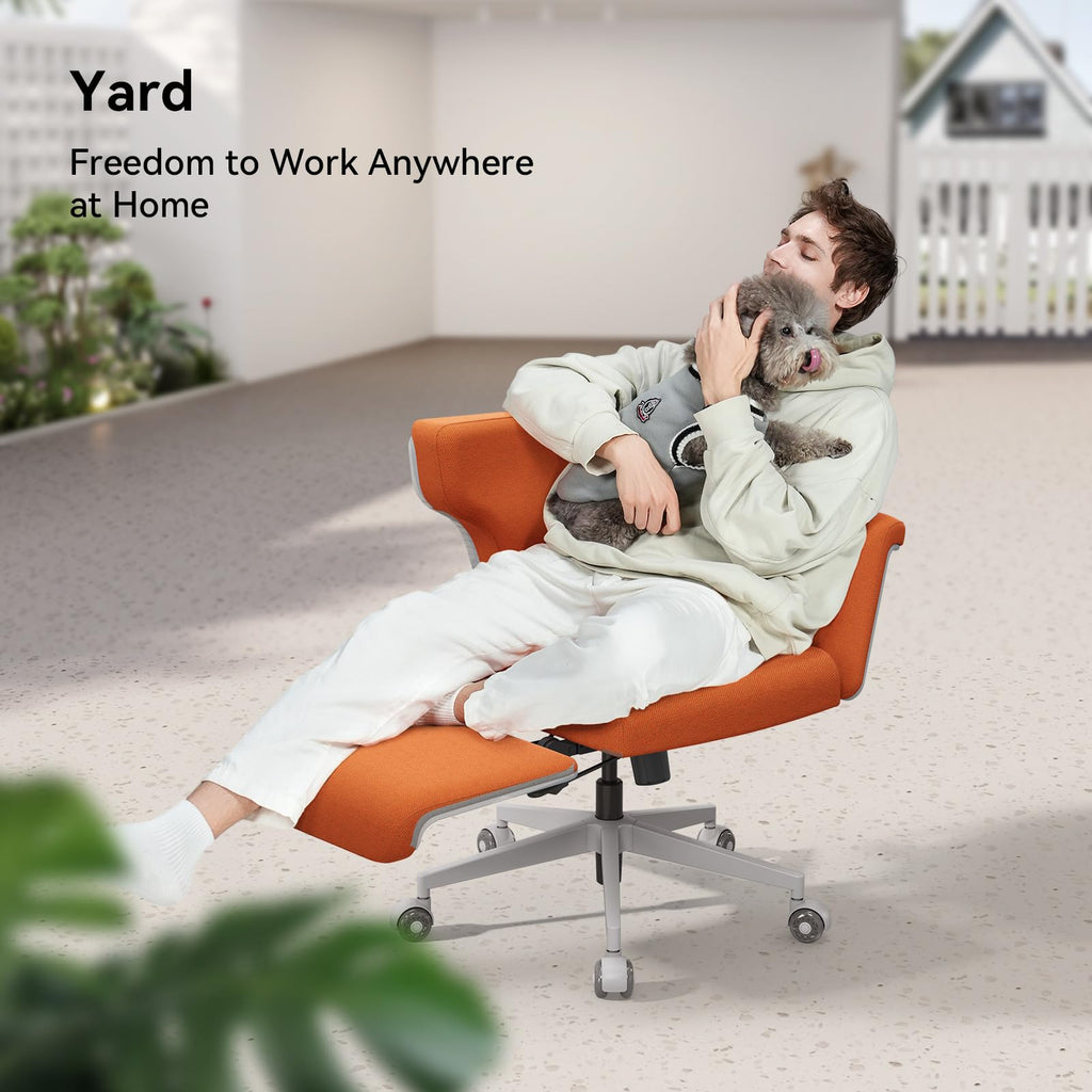 Orange Adjustable Ergonomic Office Chair with Desk Tray U6676