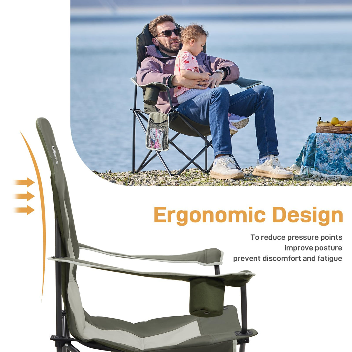 Folding Camping Chairs 2 Pack Green H347376
