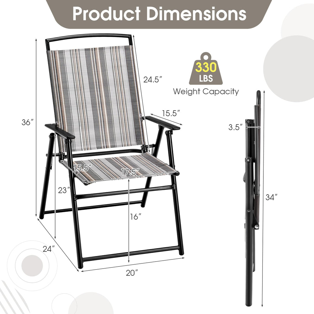 Patio Chairs Set of 2 Folding Armrests Metal Frame L705560