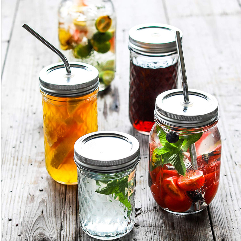 16 Pack 16 oz Glass Mason Jars with Airtight Lids and Bands Z522