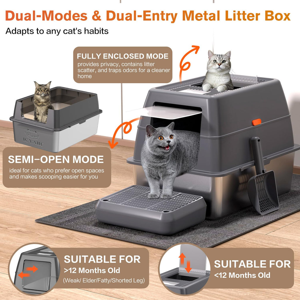 XXXL Stainless Steel Litter Box with Lid I84367