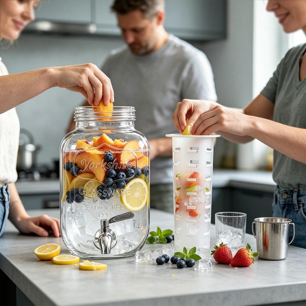 1 Gallon Glass Drink Dispenser with Stand, 2 Pack Beverage Dispenser with Spigot T90552