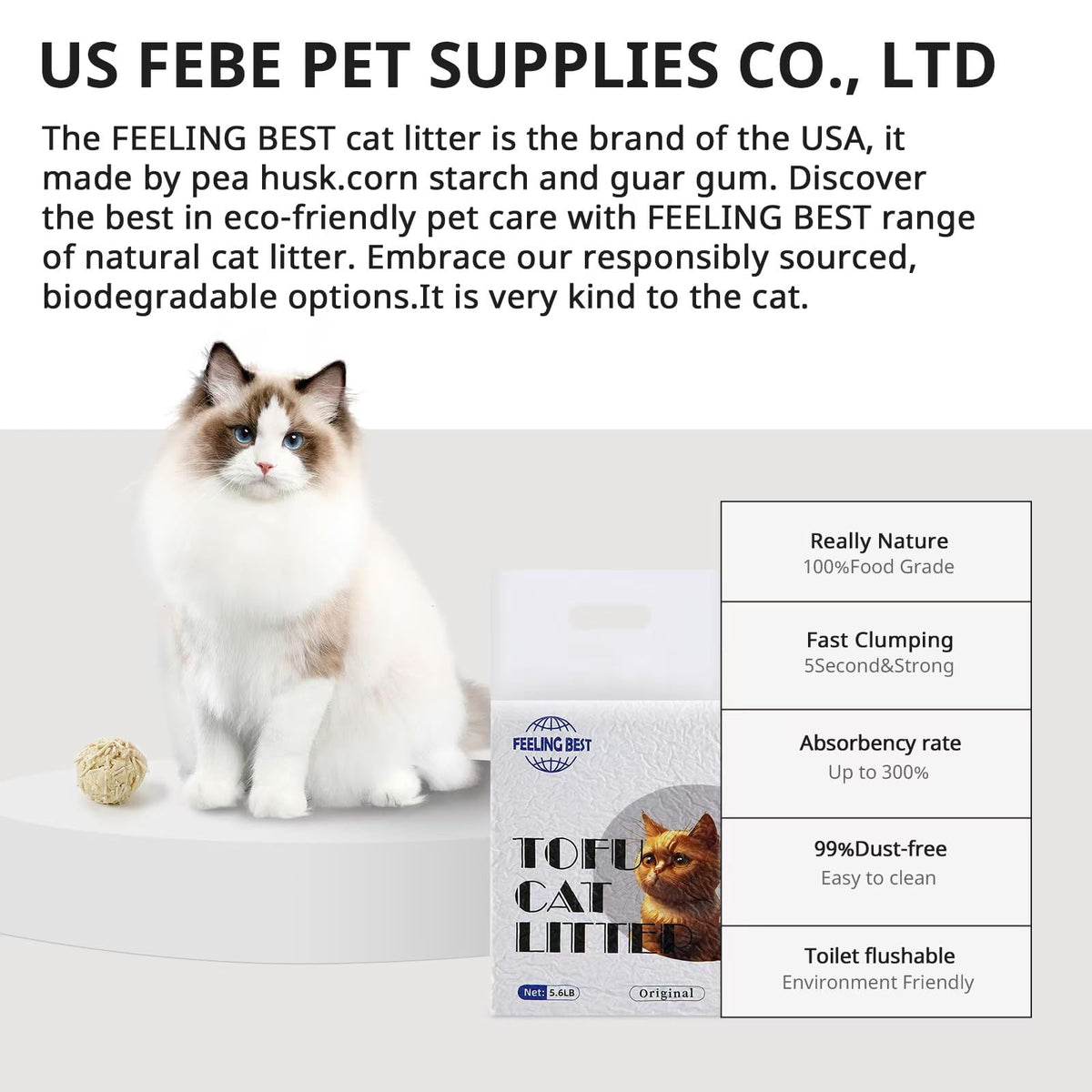 Plant-Based Flushable Tofu Cat Litter 33.6 lb Y952546