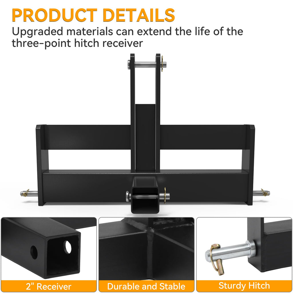 3 Point Hitch Receiver with Suitcase Weight Brackets Category 1 T792