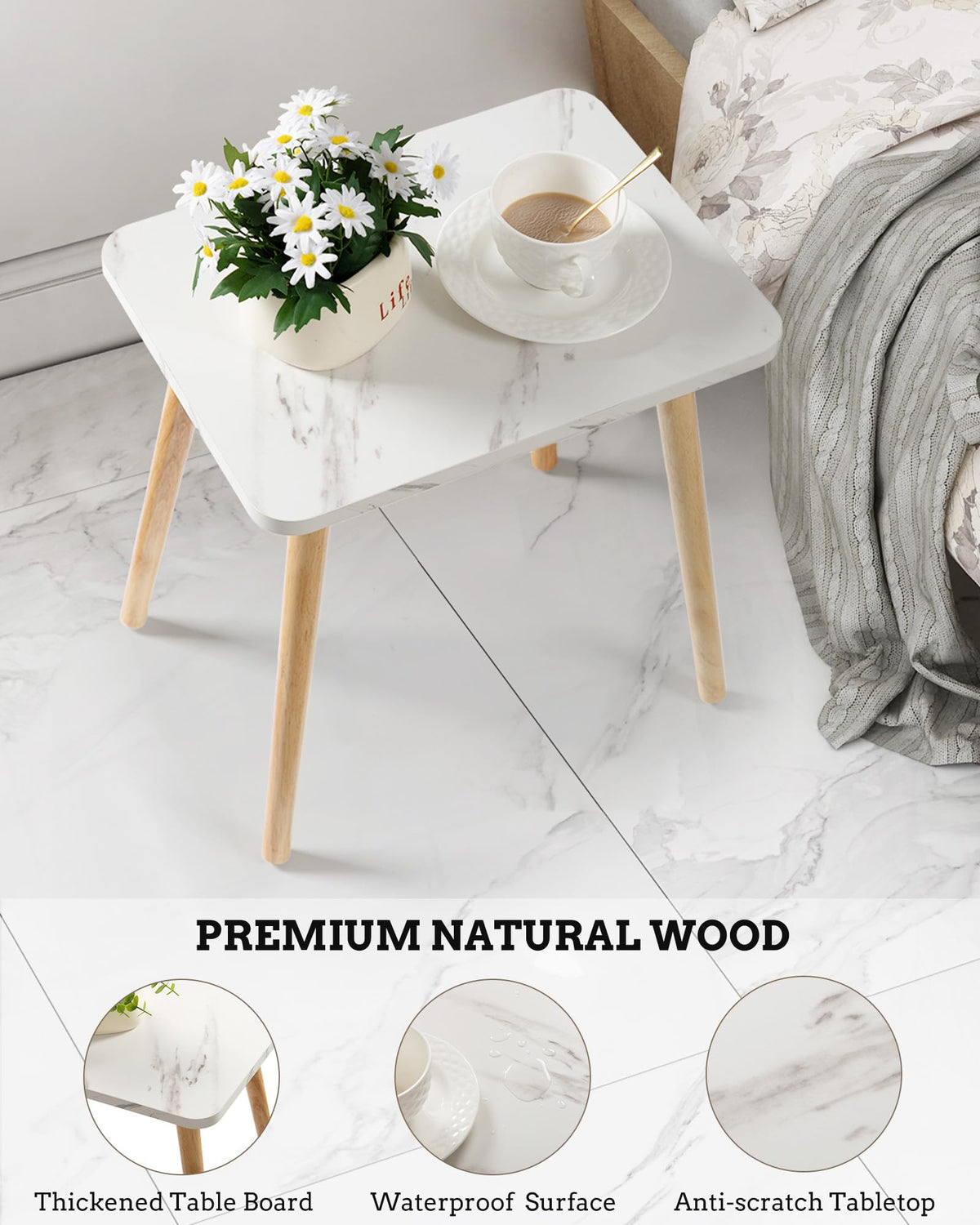 Set of 2 Small Side Table with Wood Legs K144470