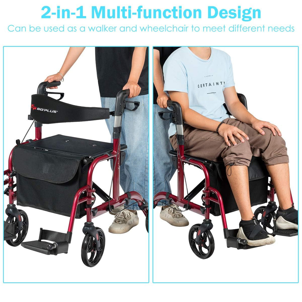 2 in 1 Folding Rollator Walker with Seat X31411