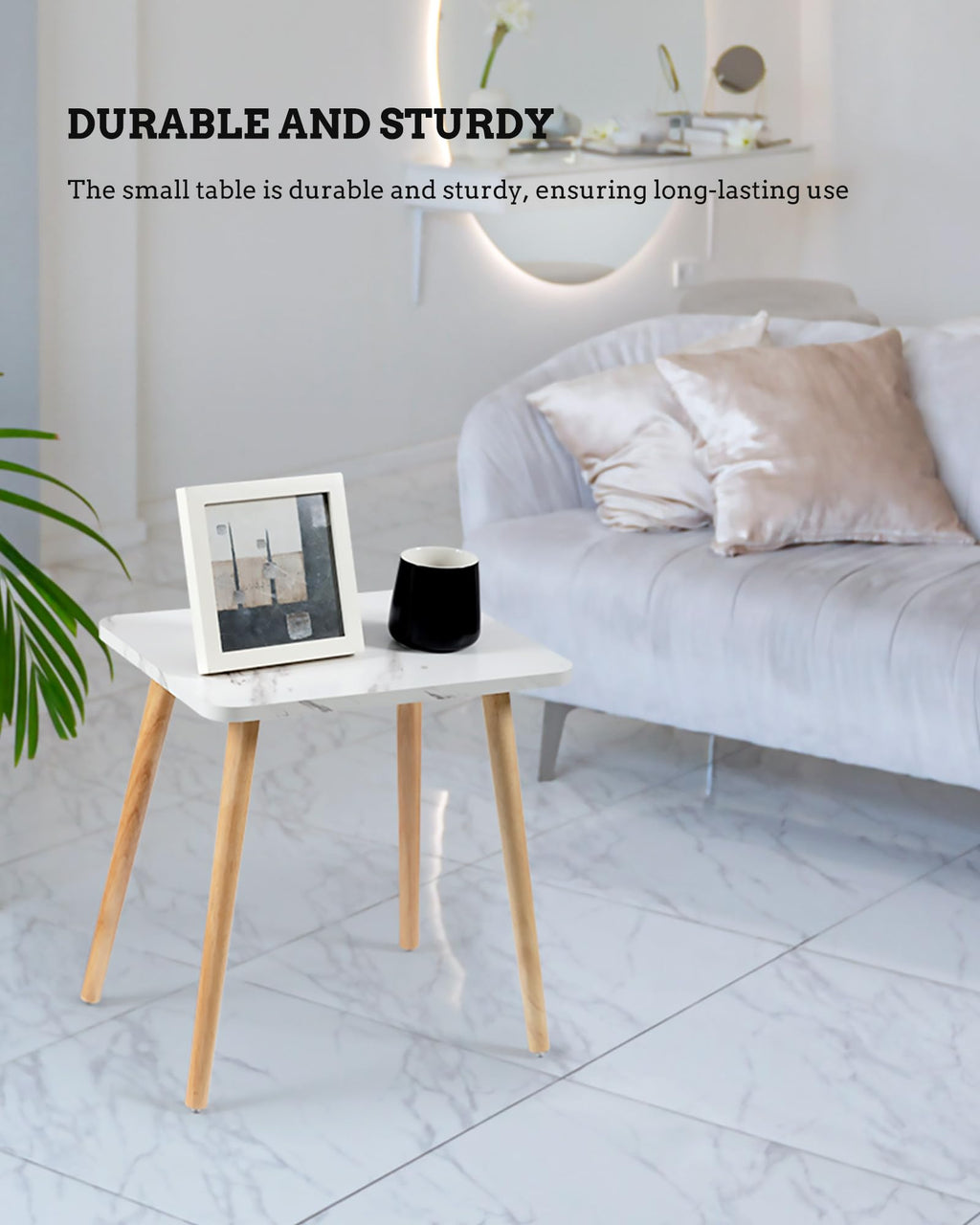 Set of 2 Small Side Table with Wood Legs K144470