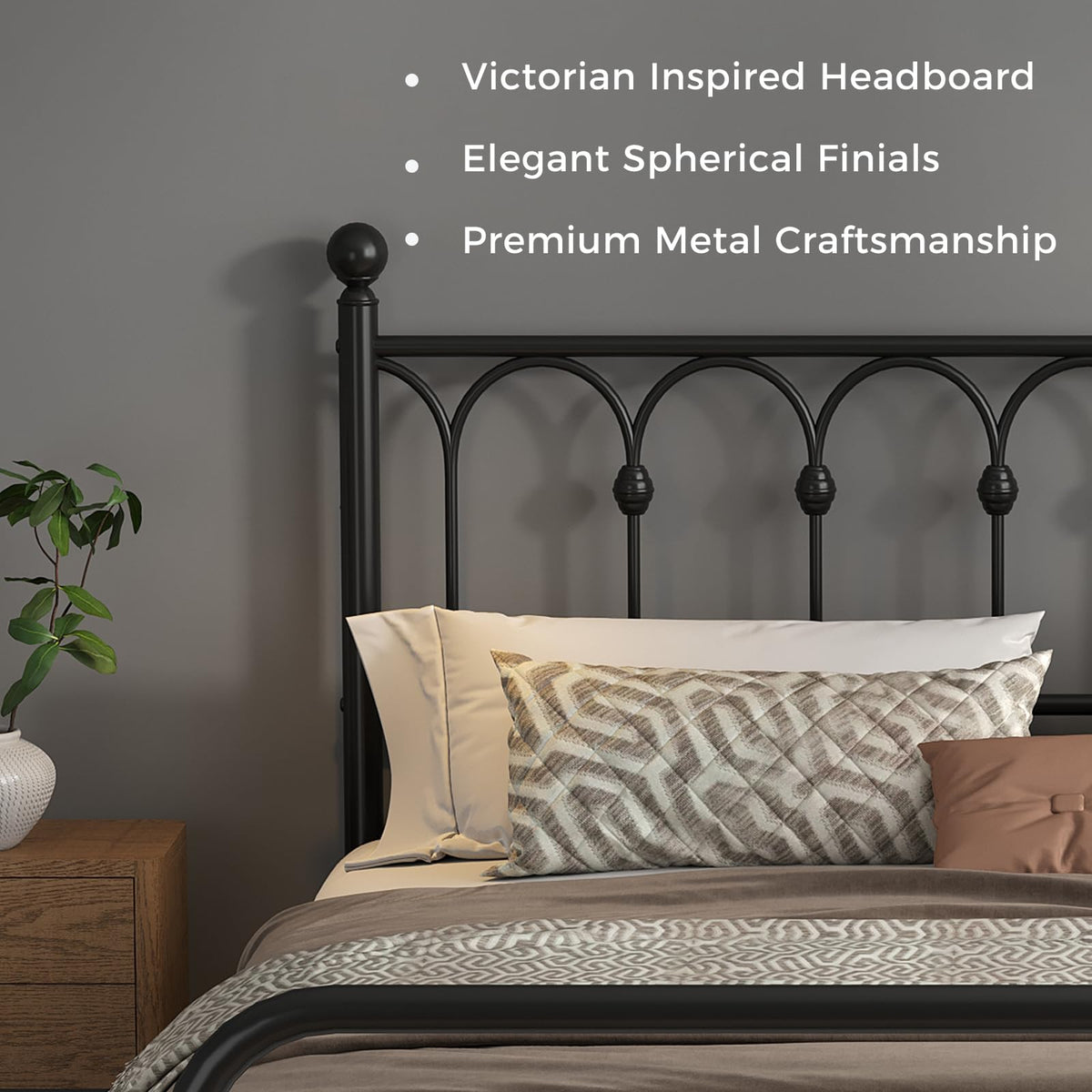 Queen Metal Bed Frame with Headboard S852