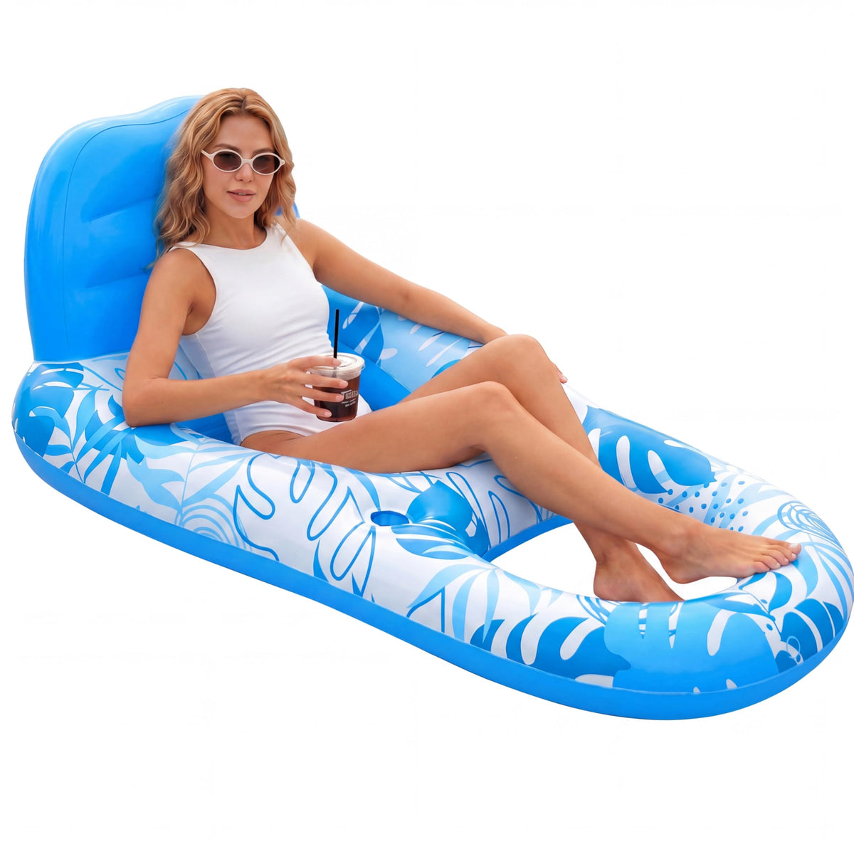 Inflatable Pool Float Lounger with Cup Holders Z794