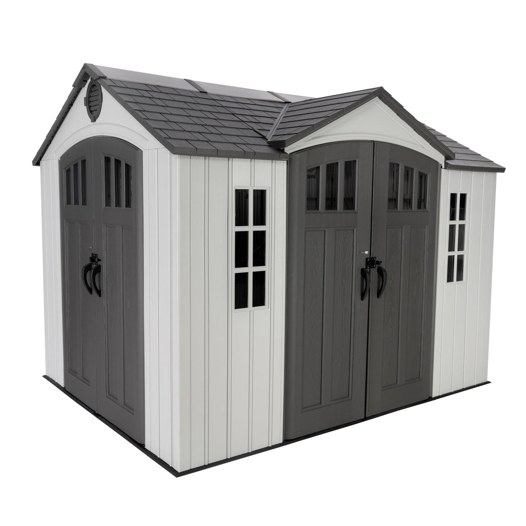 10x8 Ft Gray Resin Outdoor Storage Shed with Double Doors C8727