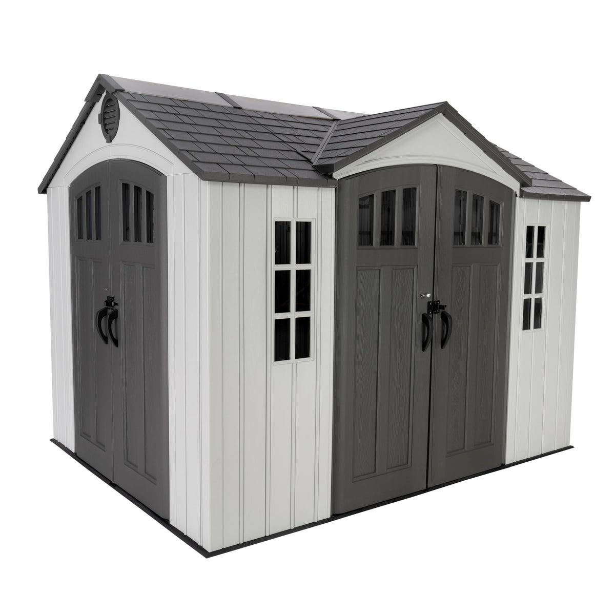 10x8 Ft Gray Resin Outdoor Storage Shed with Double Doors C8727