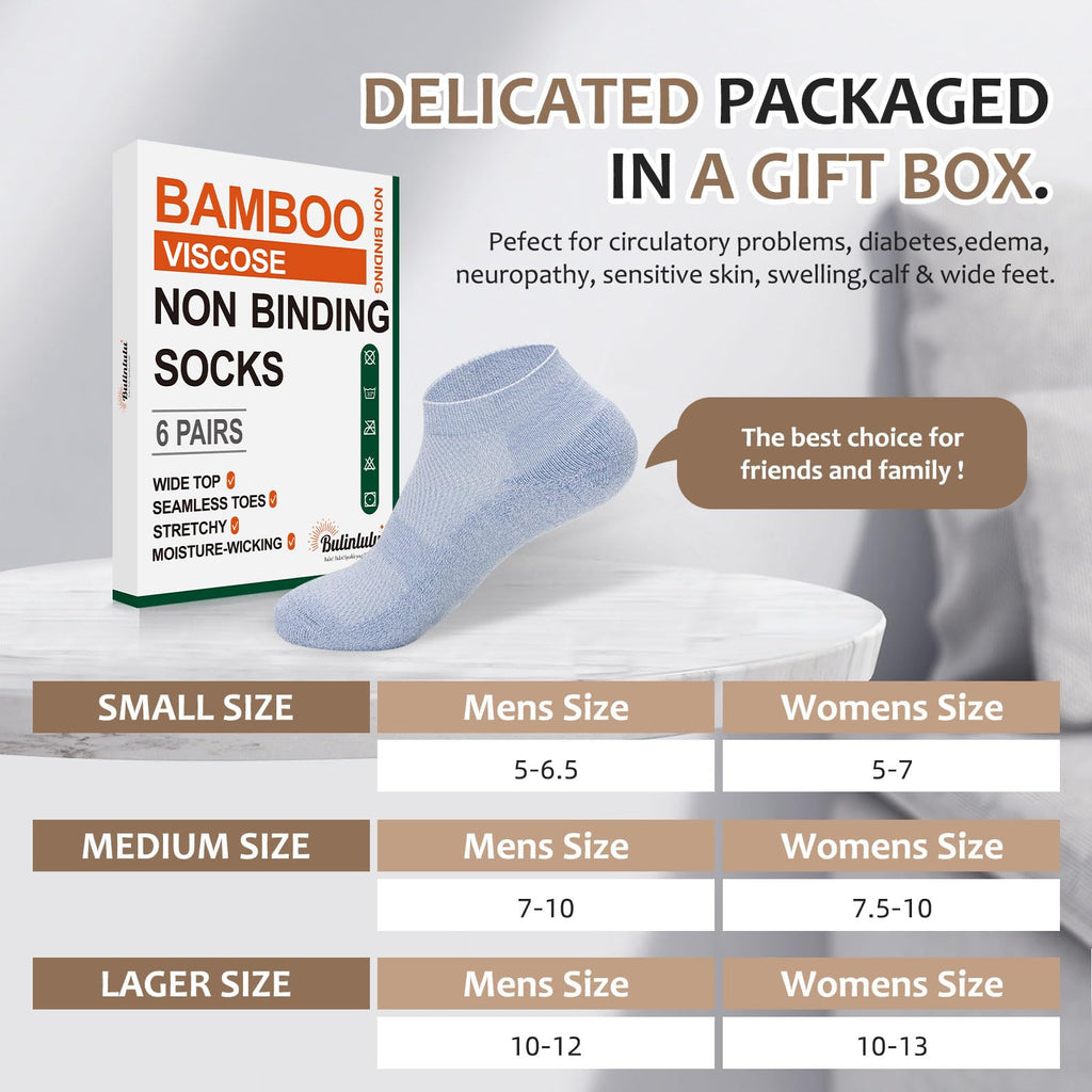 6 Pairs Low Cut Non Binding Bamboo Seamless Socks P57032
