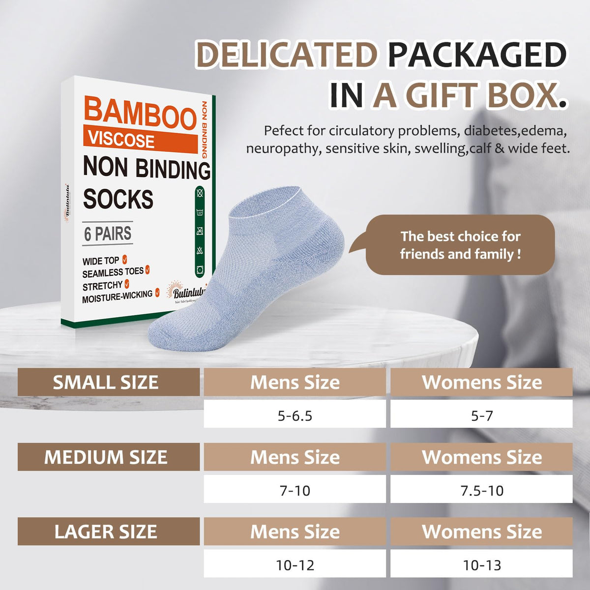 6 Pairs Low Cut Non Binding Bamboo Seamless Socks P57032