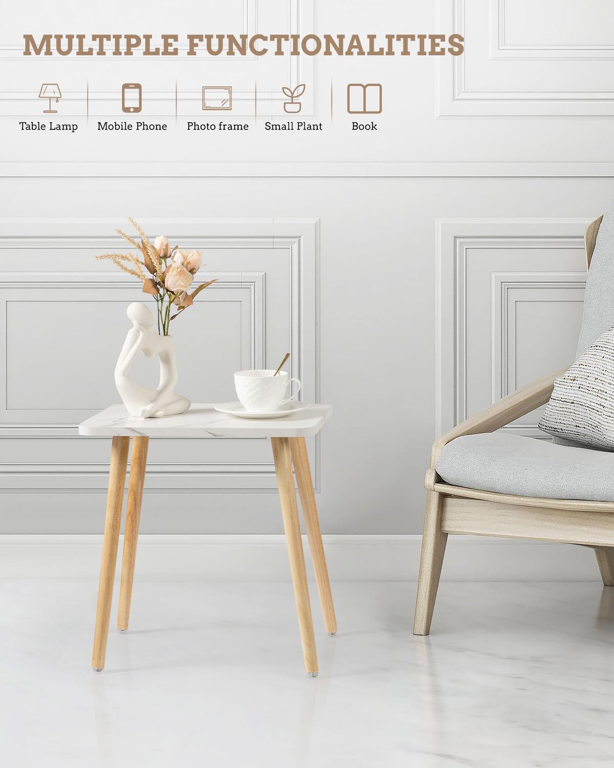 Set of 2 Small Side Table with Wood Legs K144470
