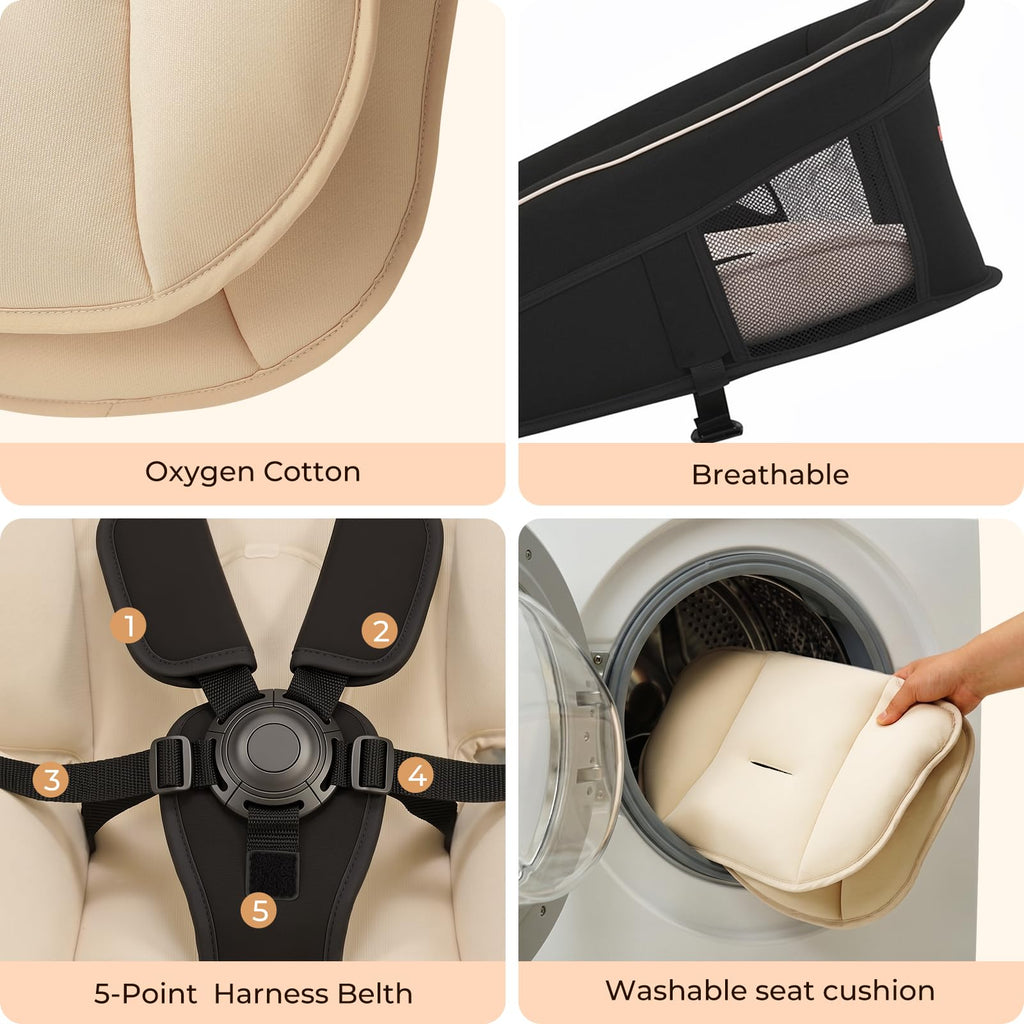 7 in 1 Pack and Play with Bassinet and Changing Station, Portable Electric Baby Swing B6838