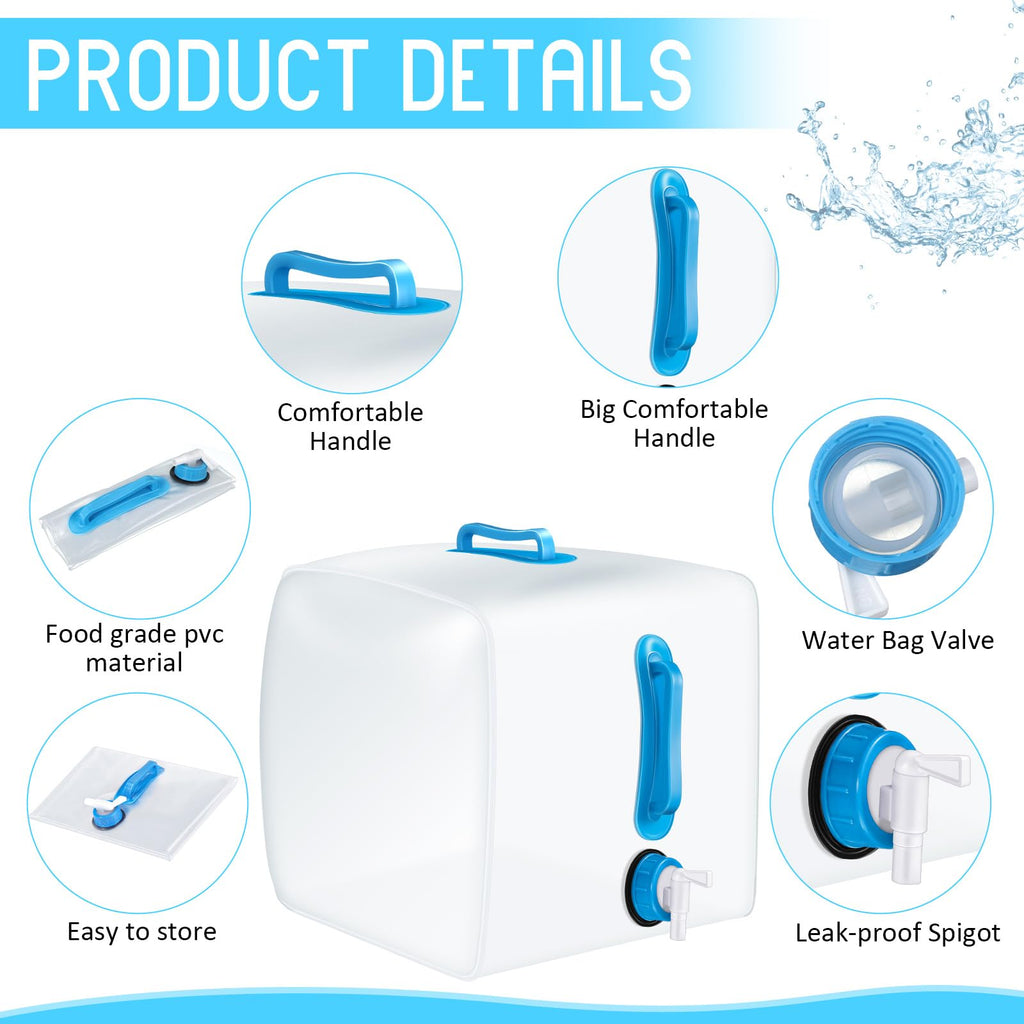 5 Pcs 5.3 Gallon Collapsible Water Container with Spigot E6093