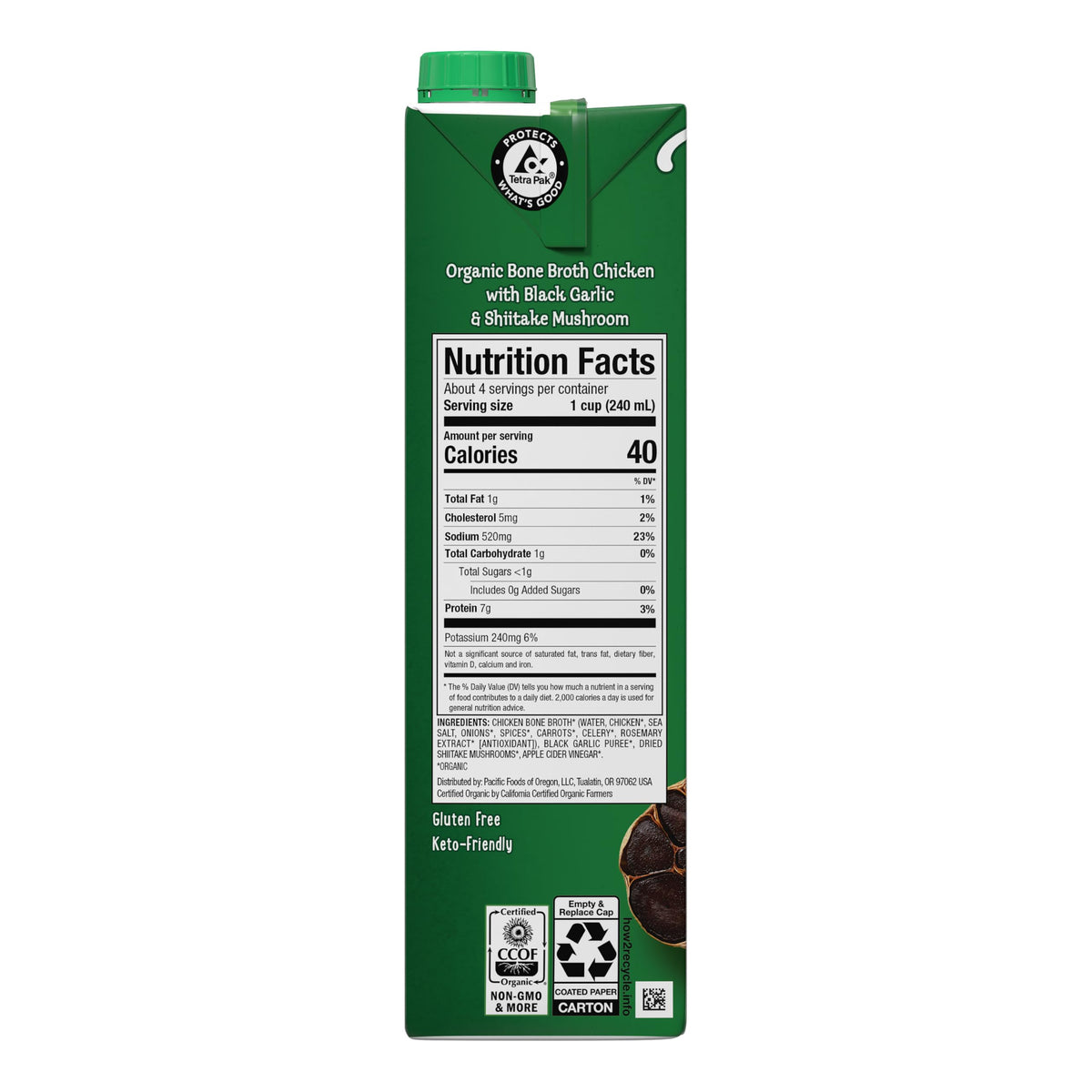 Organic Chicken Bone Broth with Black Garlic & Shiitake Mushroom 32 Ounce V6640