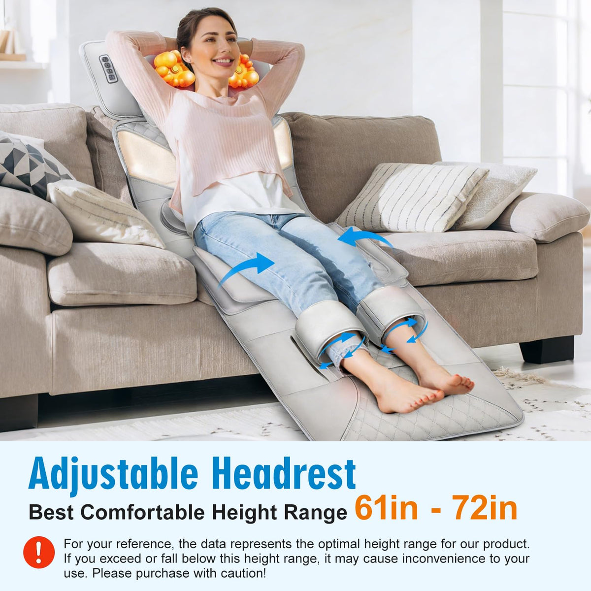 Full Body Massage Mat with Lumbar Pad & Headrest C1709