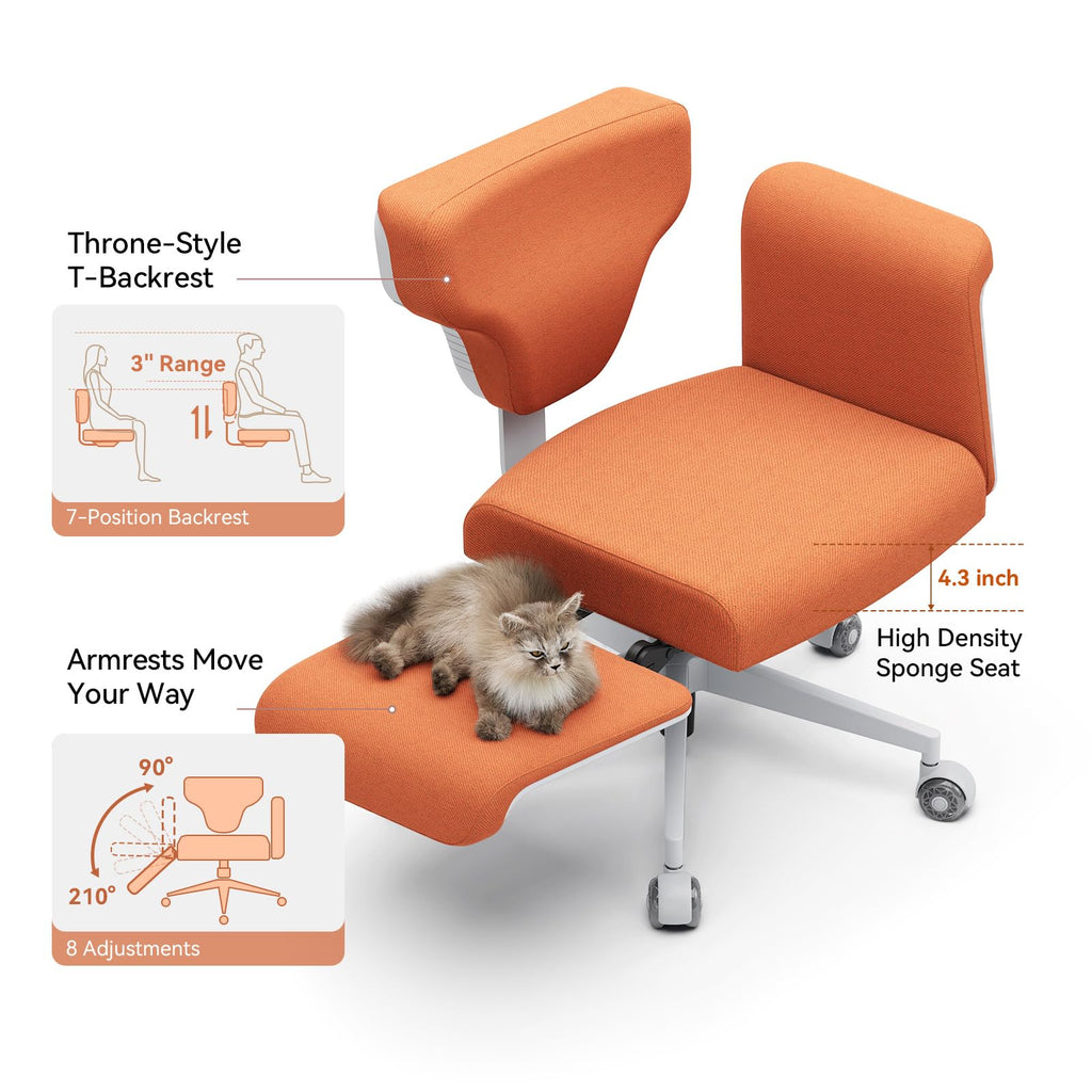 Orange Adjustable Ergonomic Office Chair with Desk Tray U6676