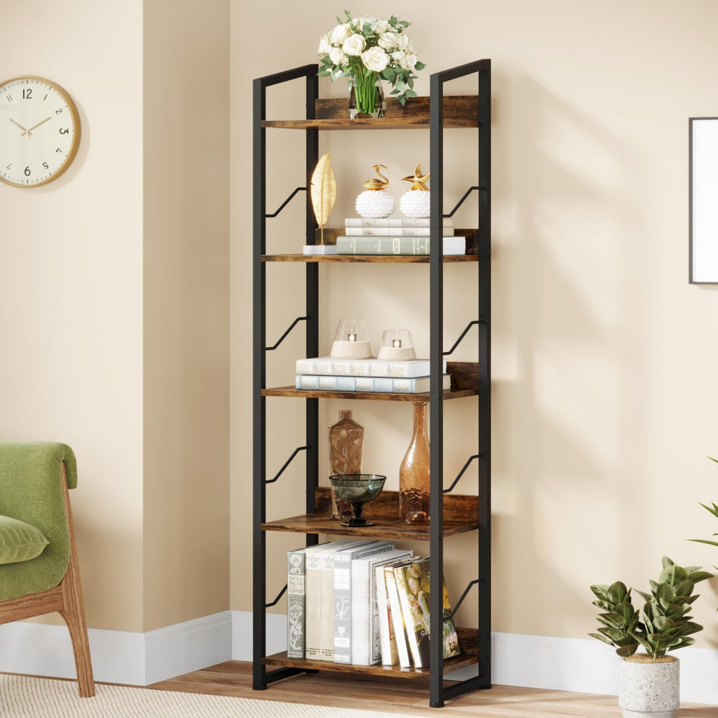 5 Tier Industrial Wood Bookshelf S64870