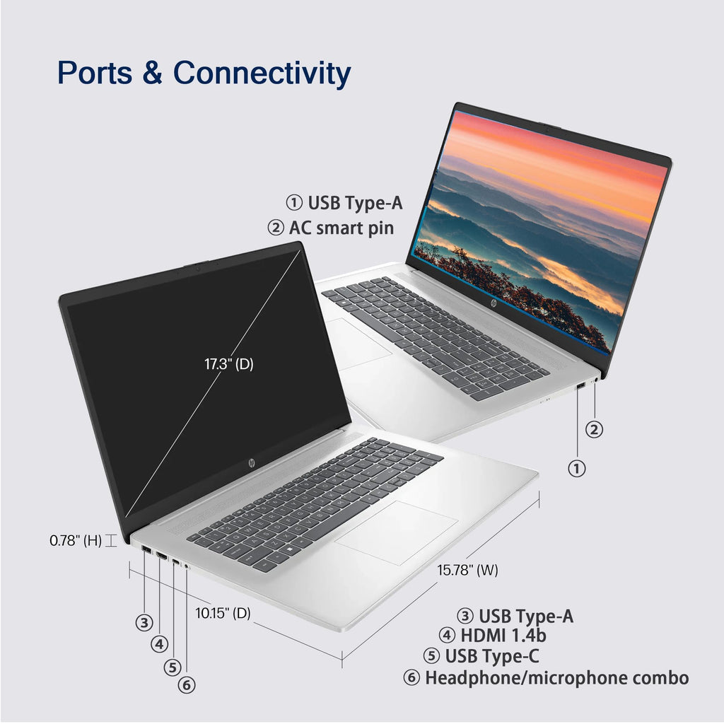 17.3" FHD Laptop, 16GB RAM, 1TB SSD, AMD Ryzen 5, Windows 11 Home, Silver A74611