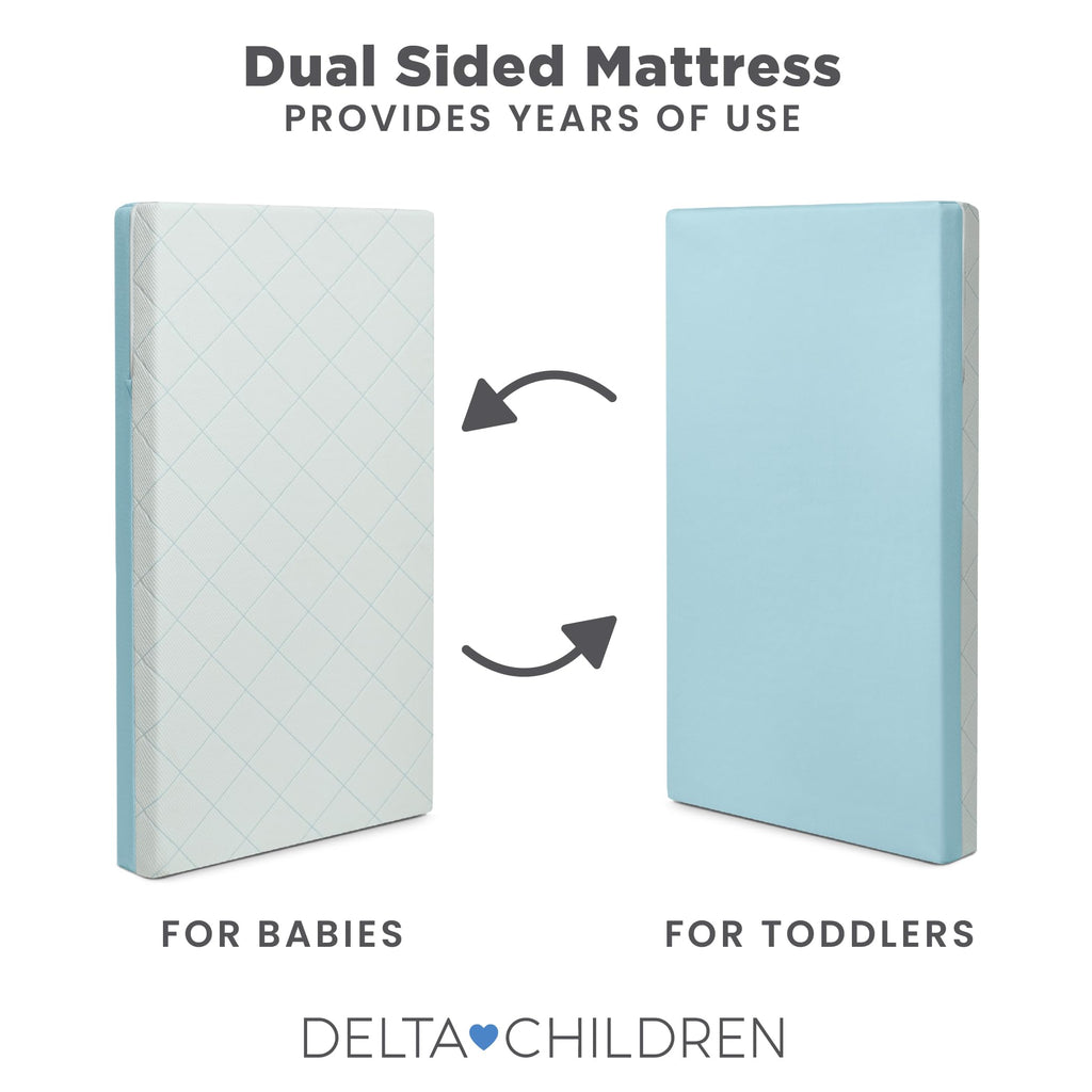 2-Stage Crib and Toddler Mattress with Removable Machine Washable Waterproof Cover J479866