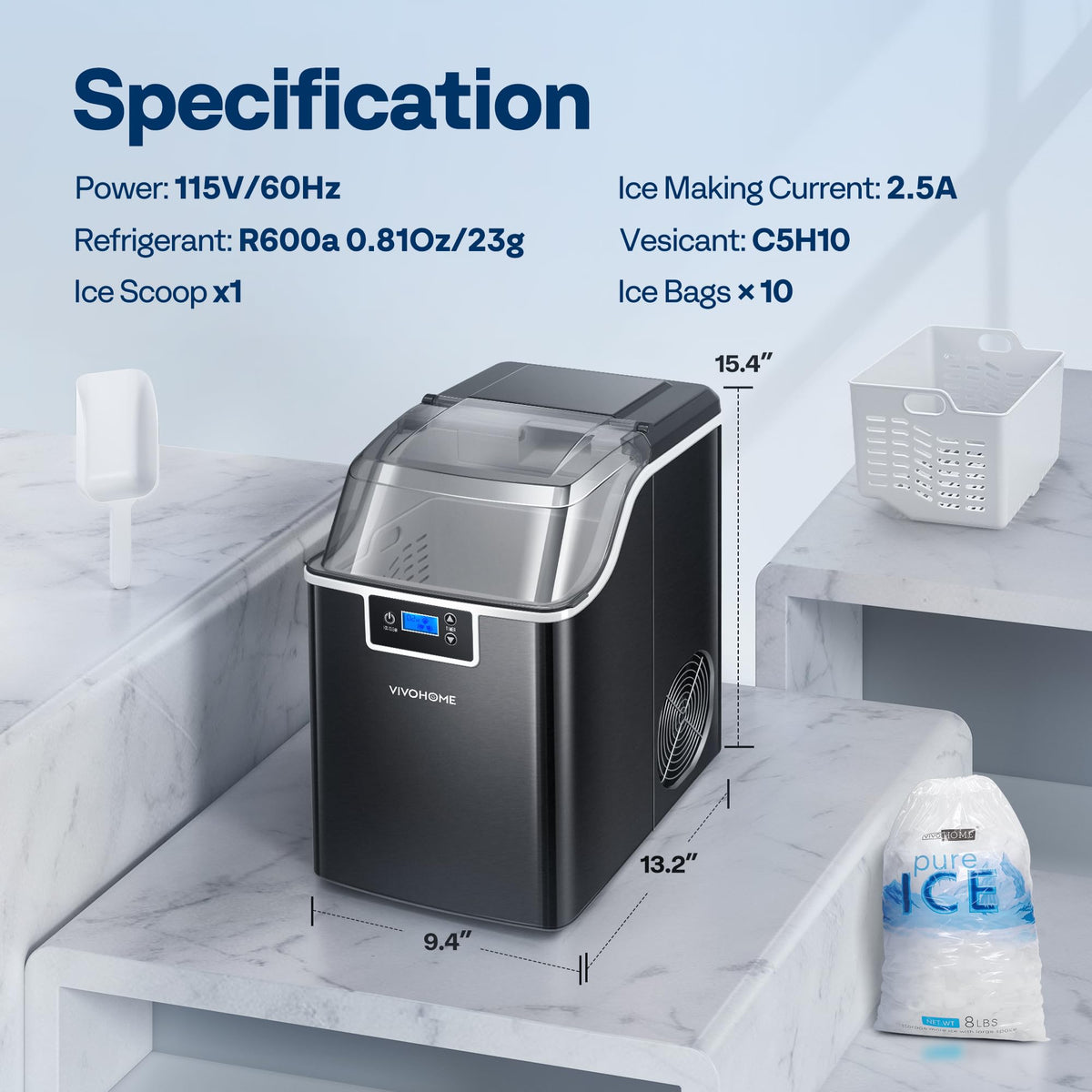 Black Countertop Ice Maker H624436