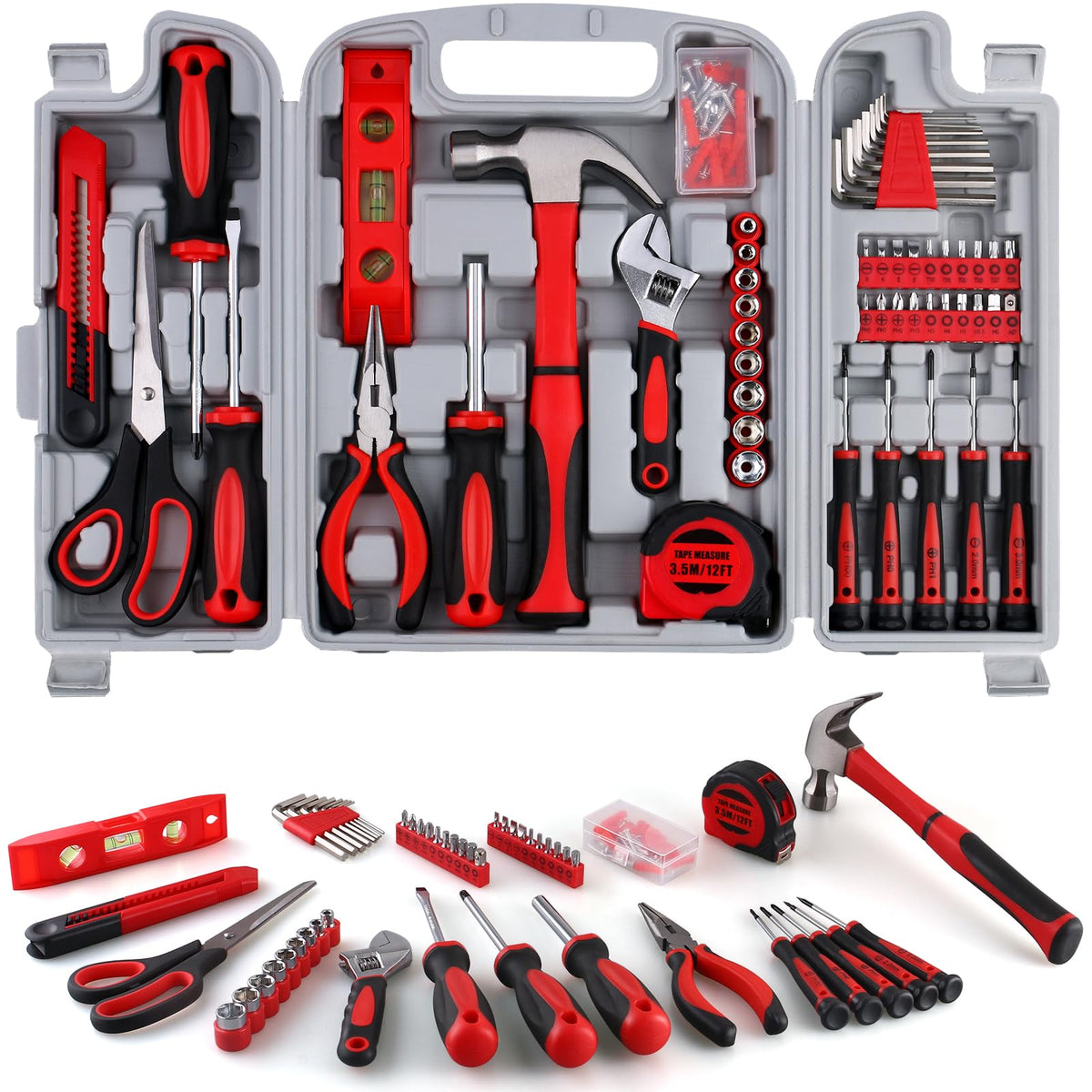 156-Piece All-Purpose Home Tool Kit in Foldable Toolbox H482858