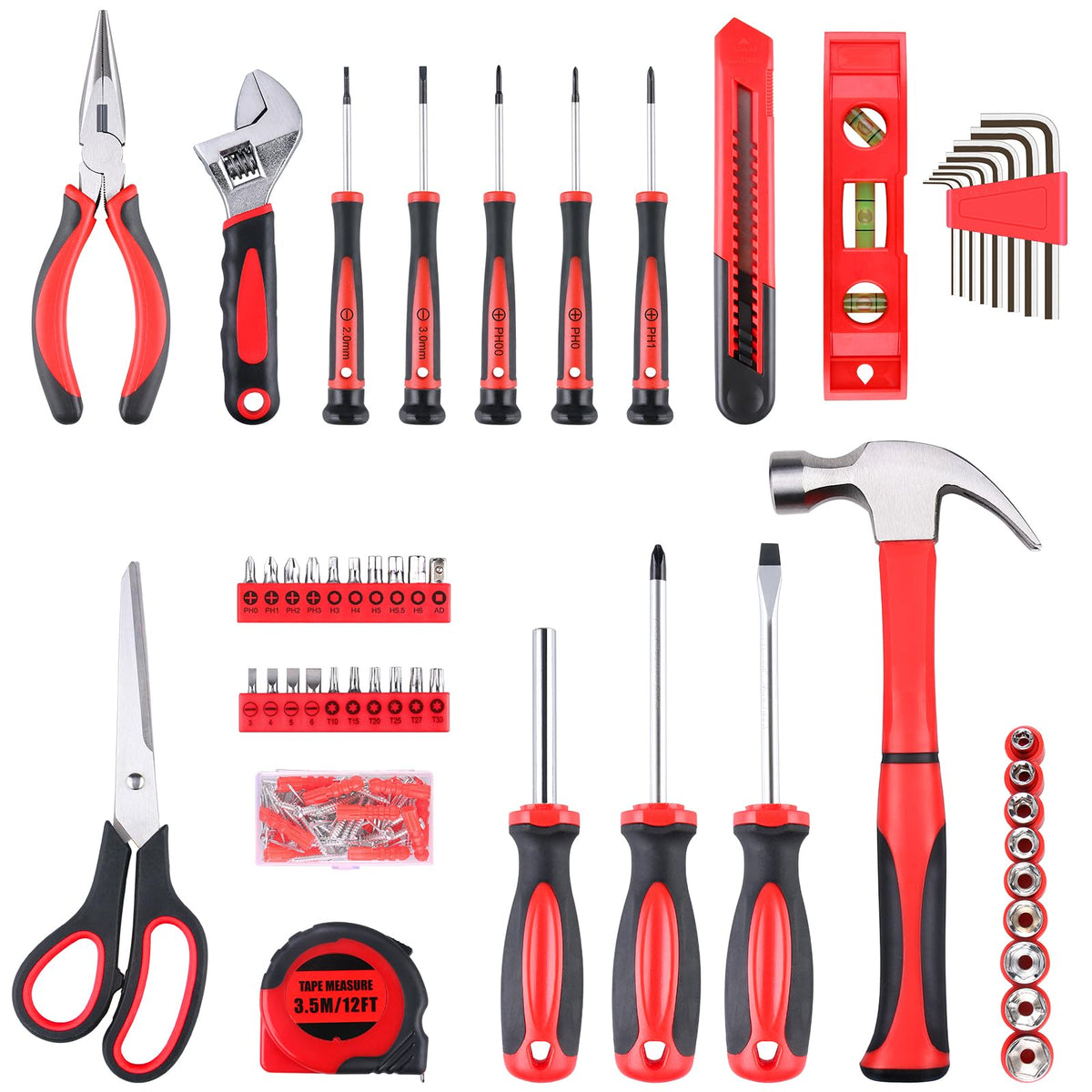 156-Piece All-Purpose Home Tool Kit in Foldable Toolbox H482858