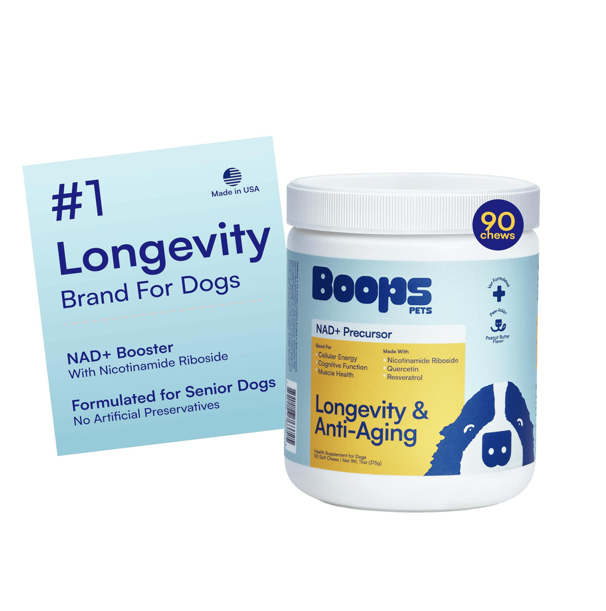 90 Soft Chews NAD+ Precursor Senior Dog Supplement I4976