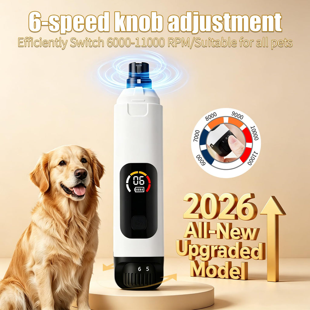 Dog Nail Grinder with LCD Screen, 6 Speeds, 4 Grinding Heads Z456602