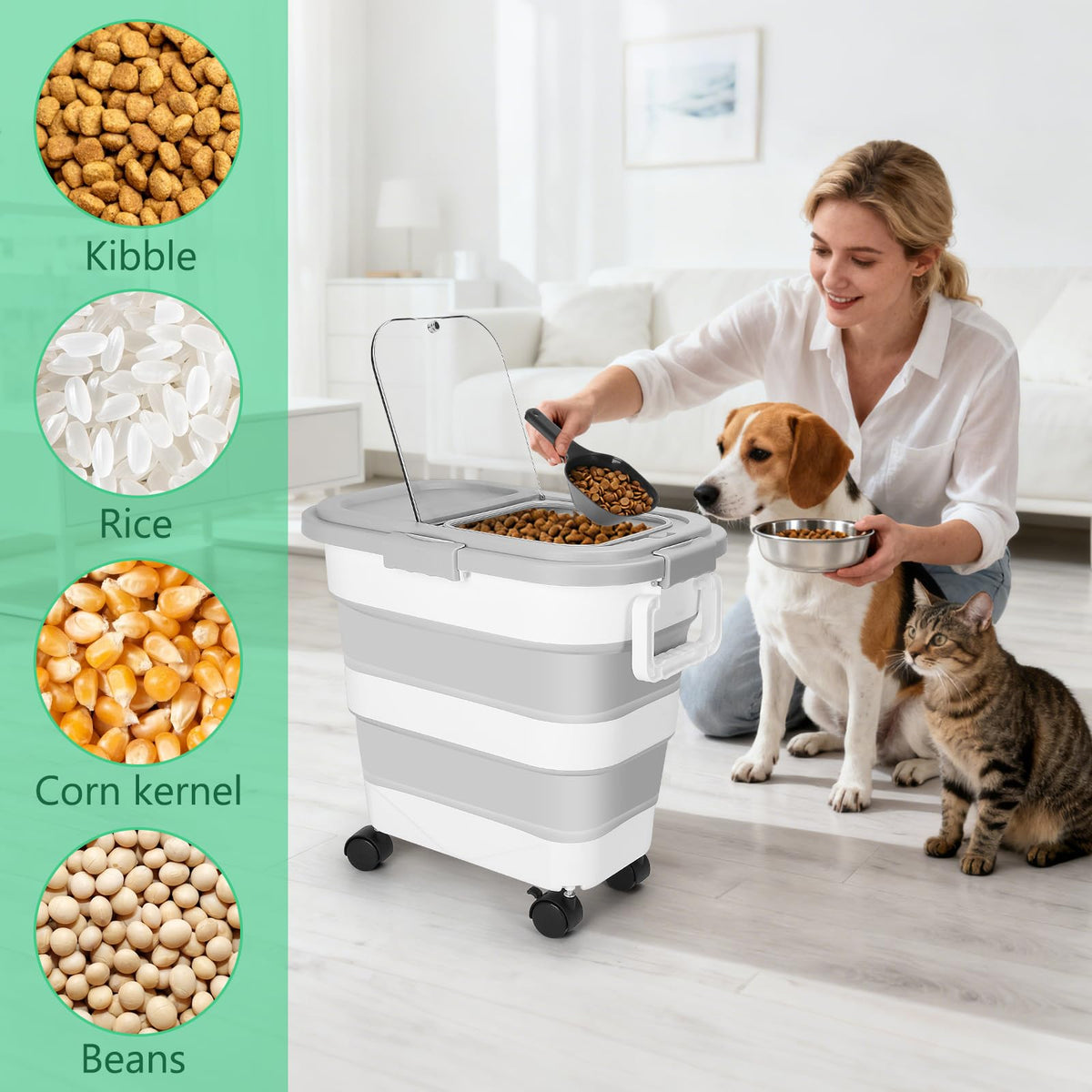 30LB Dog Food Storage Container with Wheels K98803