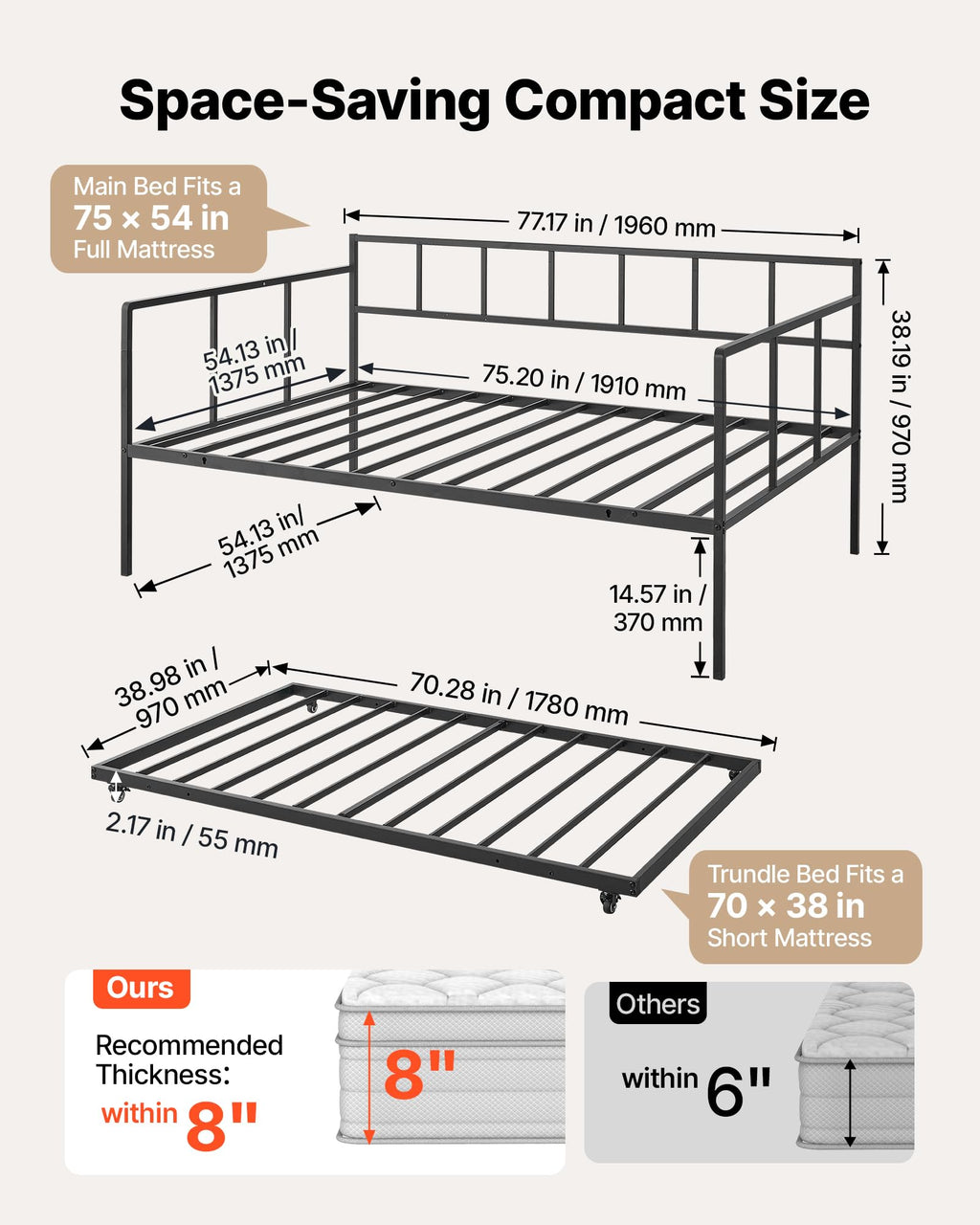 Full Size Daybed with Pop Up Trundle W612