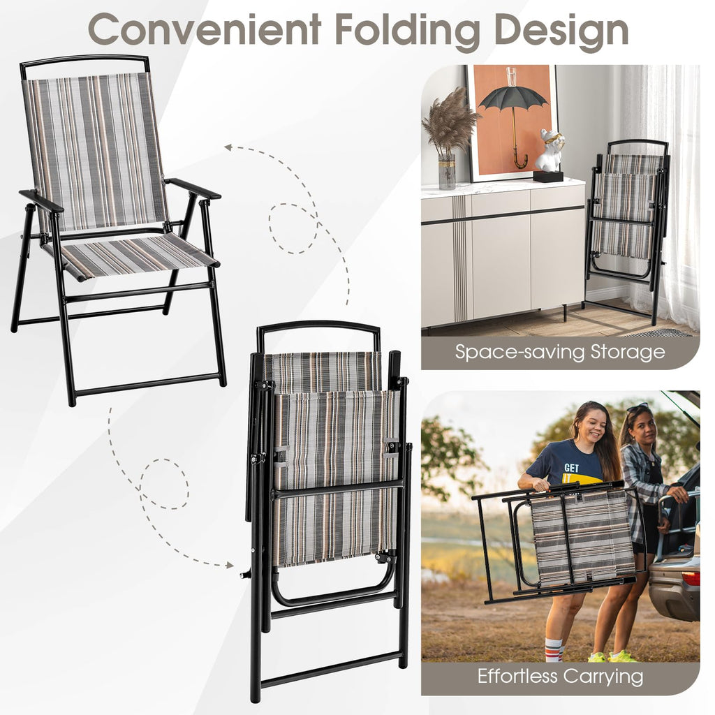 Patio Chairs Set of 2 Folding Armrests Metal Frame L705560