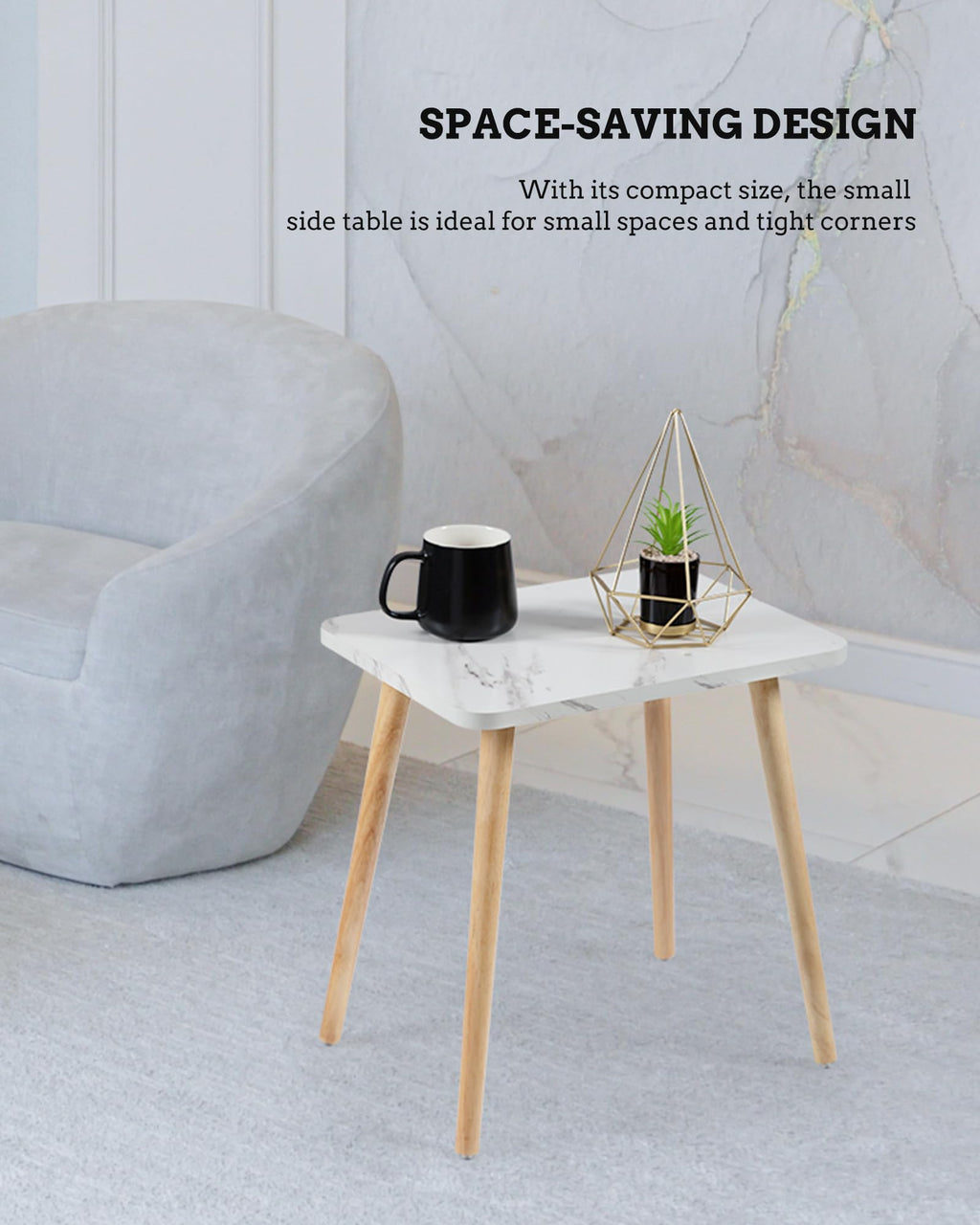 Set of 2 Small Side Table with Wood Legs K144470