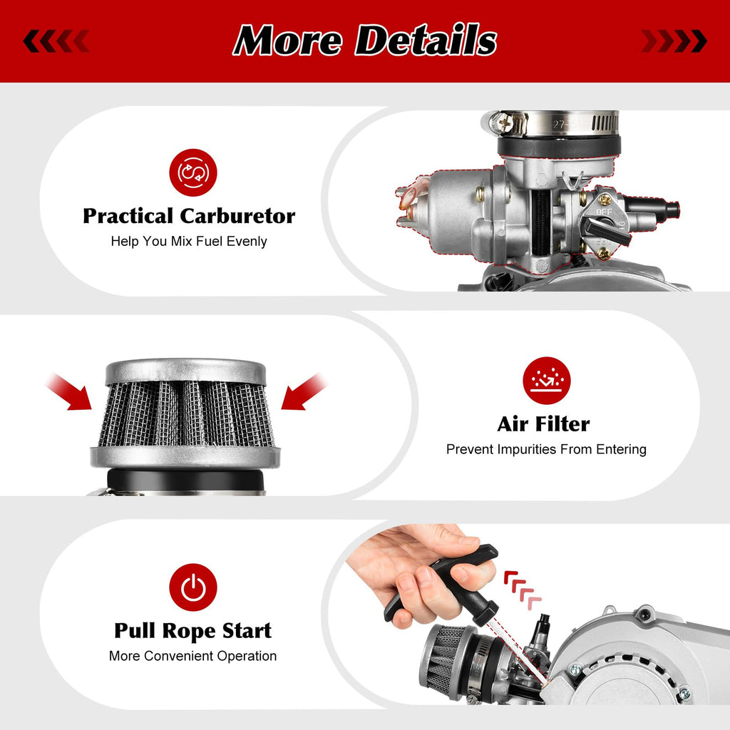 49CC 2-Stroke Gasoline Engine Motor Kit with Fuel Tank S198