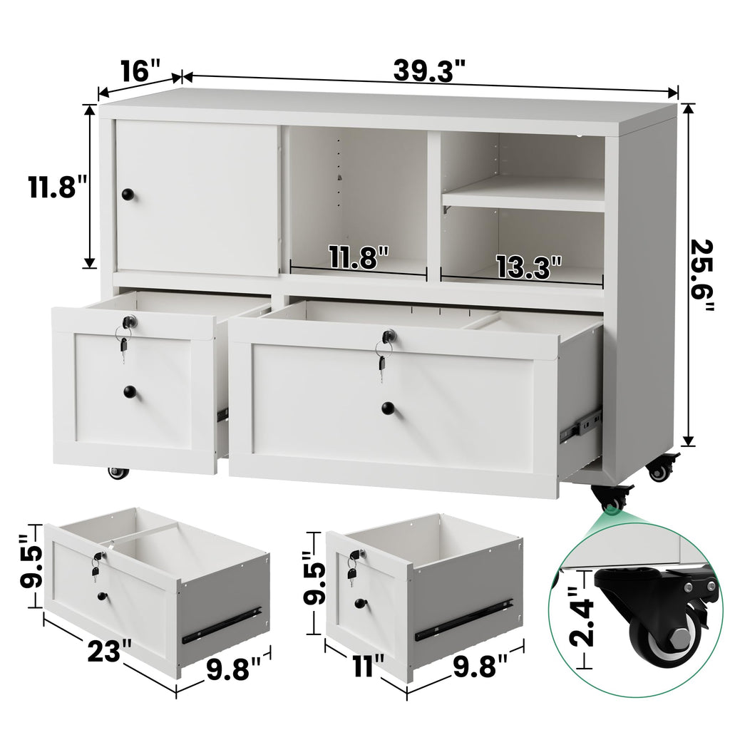 2 Drawer Mobile File Cabinet with Lock L25740