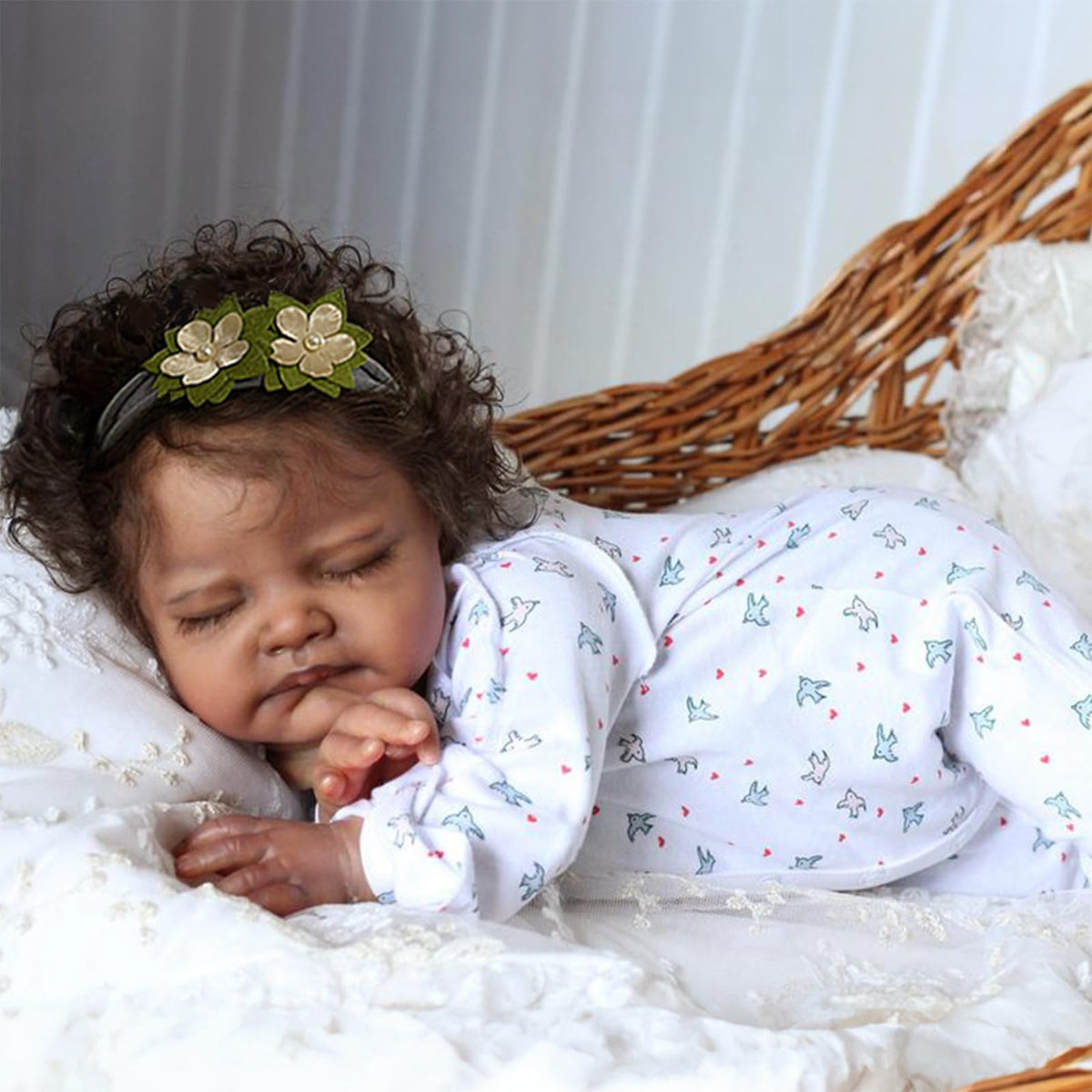 20-Inch Sleeping Black Newborn Baby Girl X1850