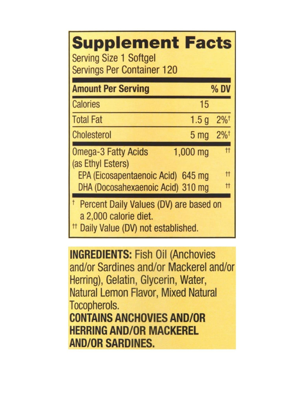 Omega-3 Fish Oil 1000 mg 120 Count D1120