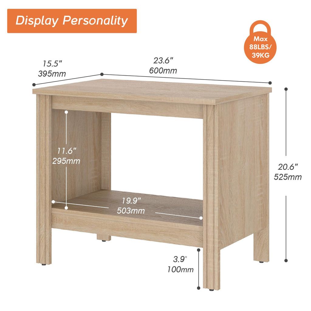 Set of 2 Square 2-Tier Nightstand with Storage J80357
