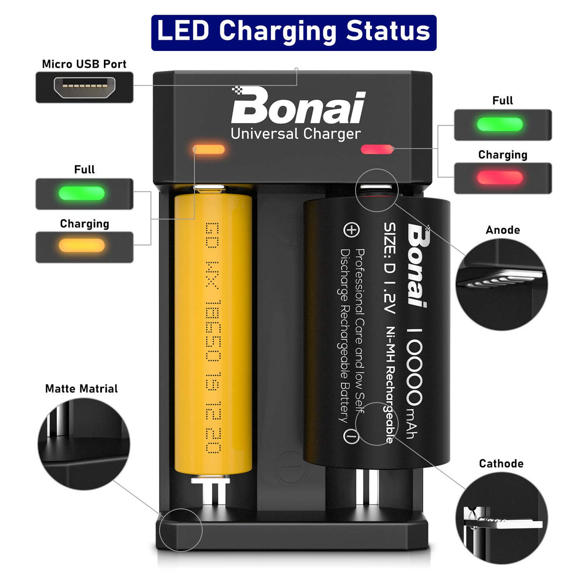 Battery Charger for AA AAA C D Rechargeable Batteries C811