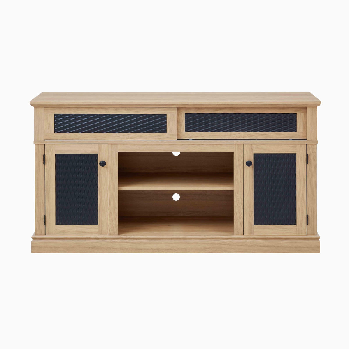 58 Inch Light Oak TV Stand with Sliding Doors P6247