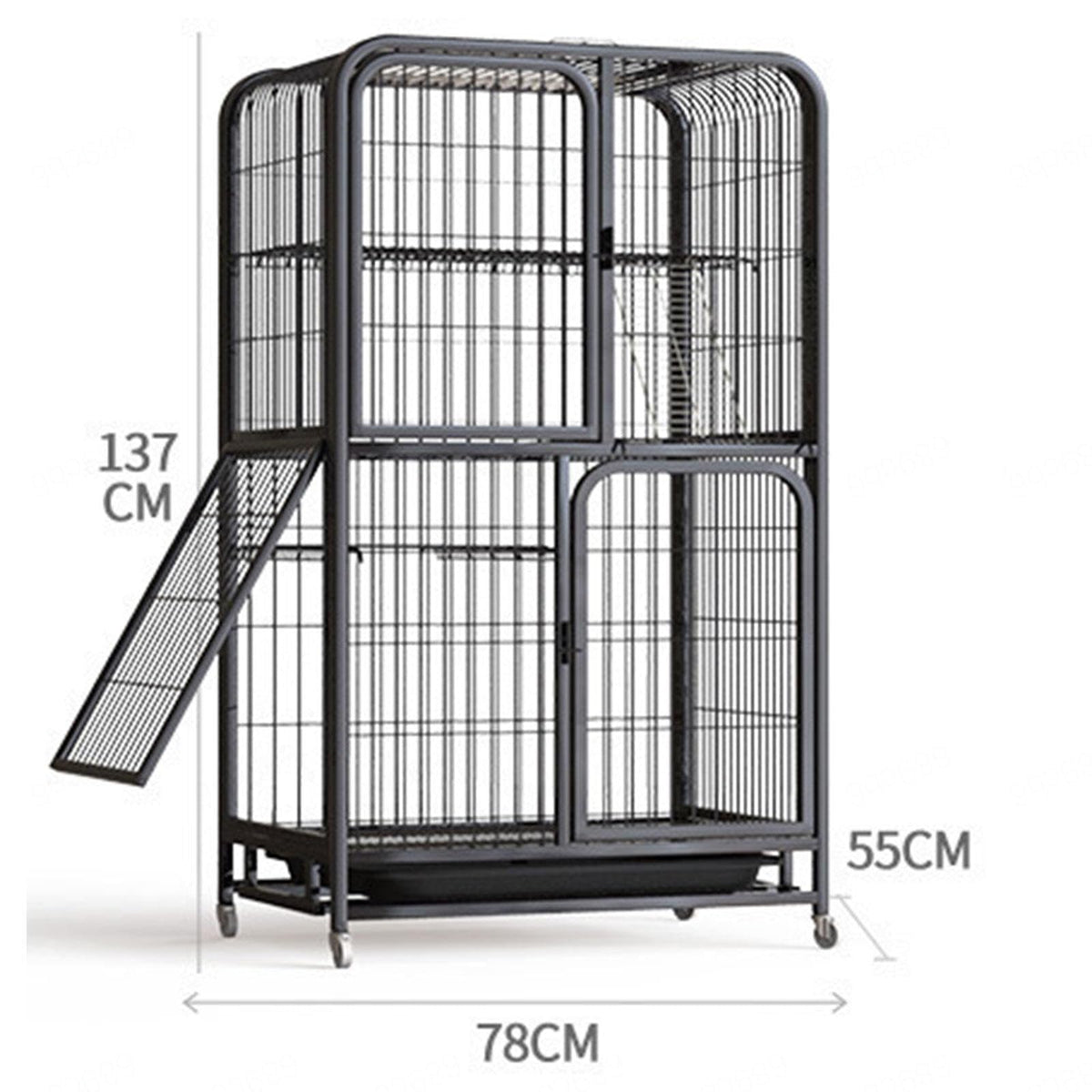 Small Animal Cage with Hammock, Pull Out Tray, Black A301