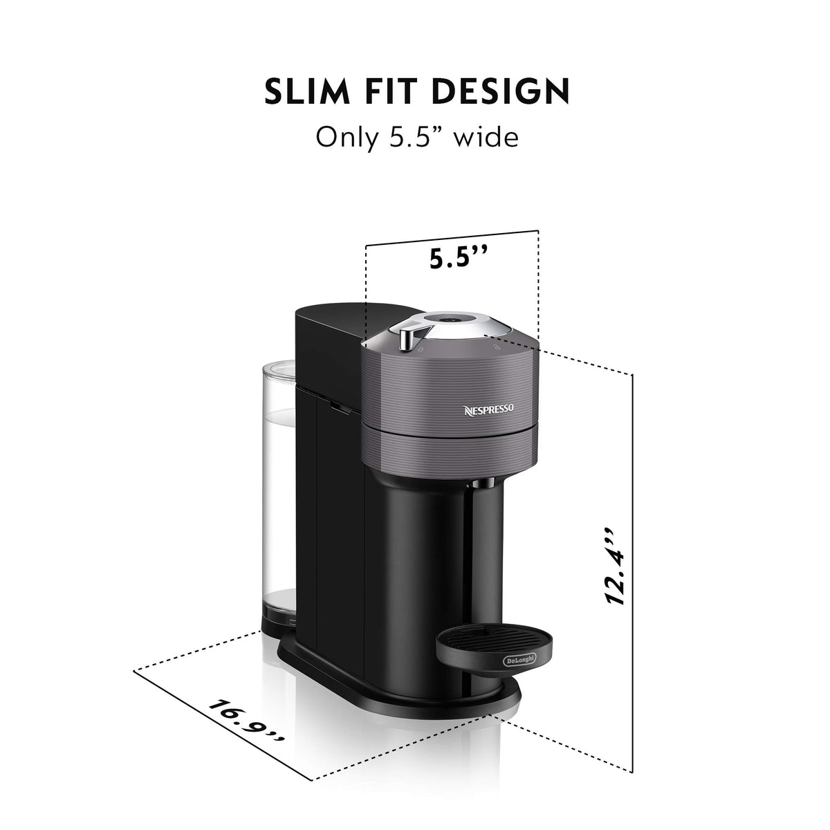 Coffee and Espresso Machine with Milk Frother, 8 ounces, Dark Grey B477