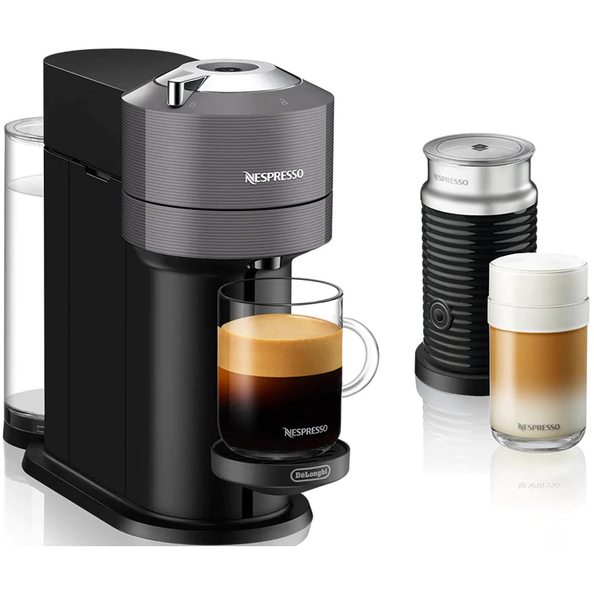 Coffee and Espresso Machine with Milk Frother, 8 ounces, Dark Grey B477