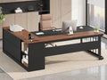 71" L Shaped Computer Desk with Drawers and Power Outlets G69303