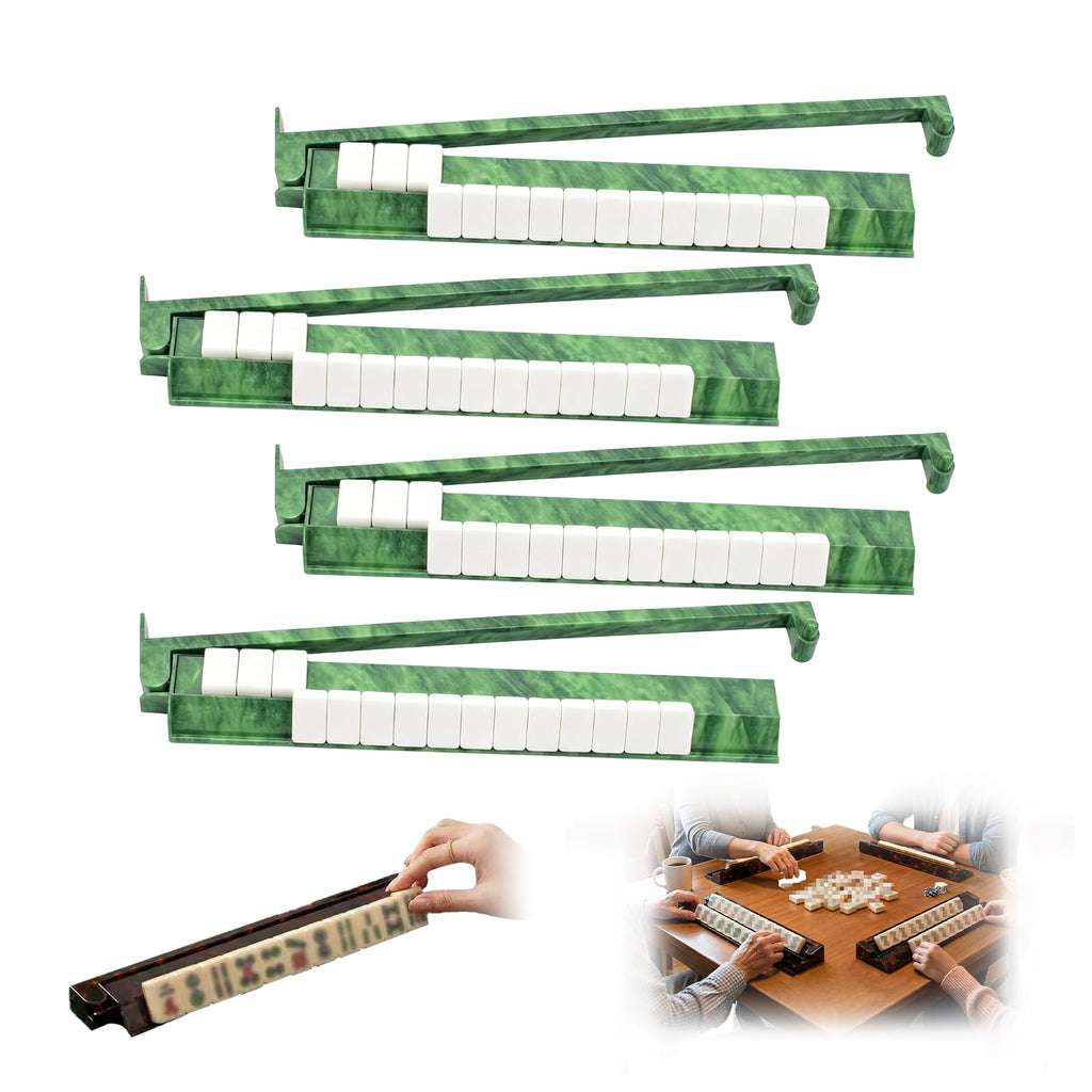 Tortoise Shell Acrylic Mahjong Racks with Pushers Set of 4 T130101
